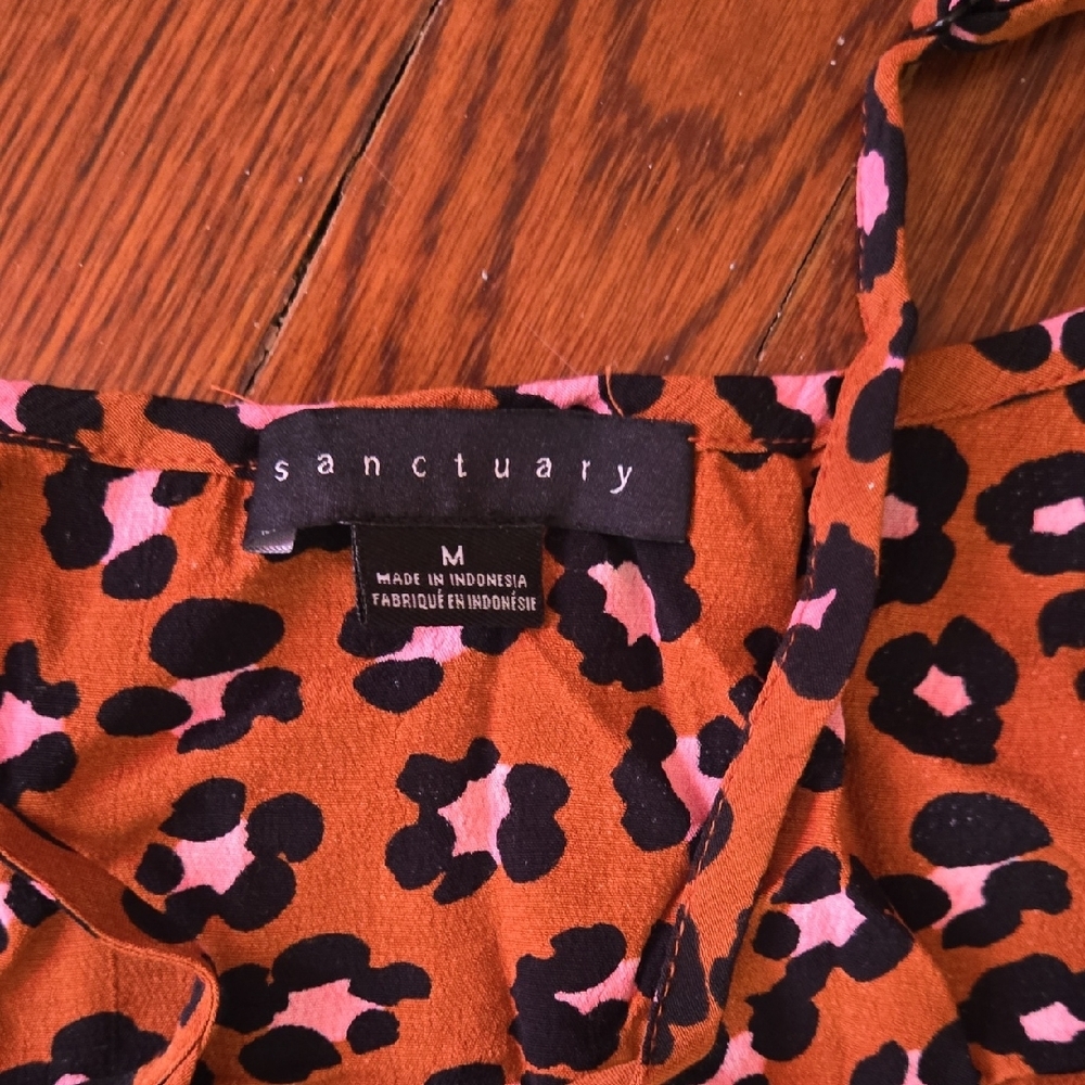Sanctuary Leopard Print Spaghetti Strap Cami - Rust & Pink